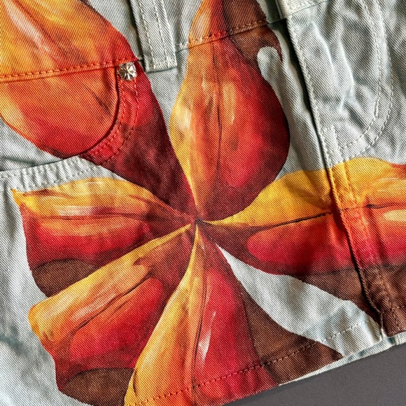 Juliet Johnstone Hand Painted Denim Mini Skirt | Size XS | Sky Blue Y2K LA - Picture 4 of 7